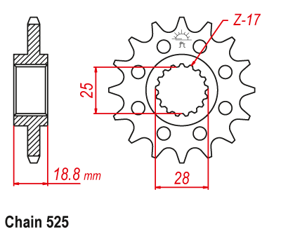 ZF Front Sprocket with Rubber Bushing for BMW F 750 / 800 / 850 / 900 Series