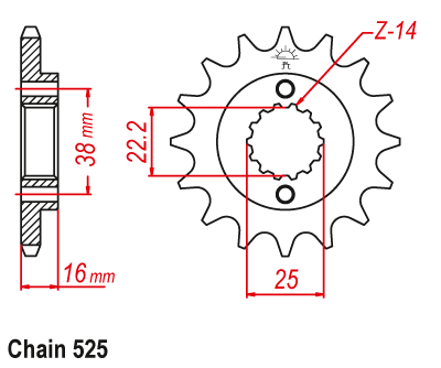 ZF Front Sprocket with Rubber Bushing for DUCATI Desert X & selected Multistrada series