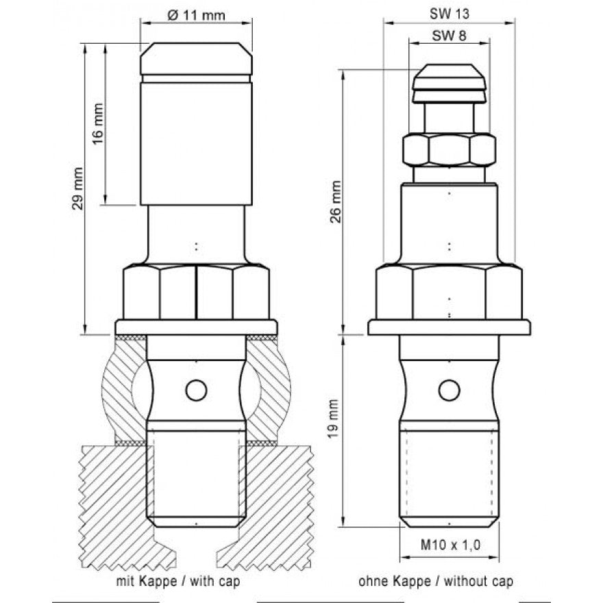 stahlbus Banjo Bolt with Bleeder Valve - M10 x 1.0 x 19mm