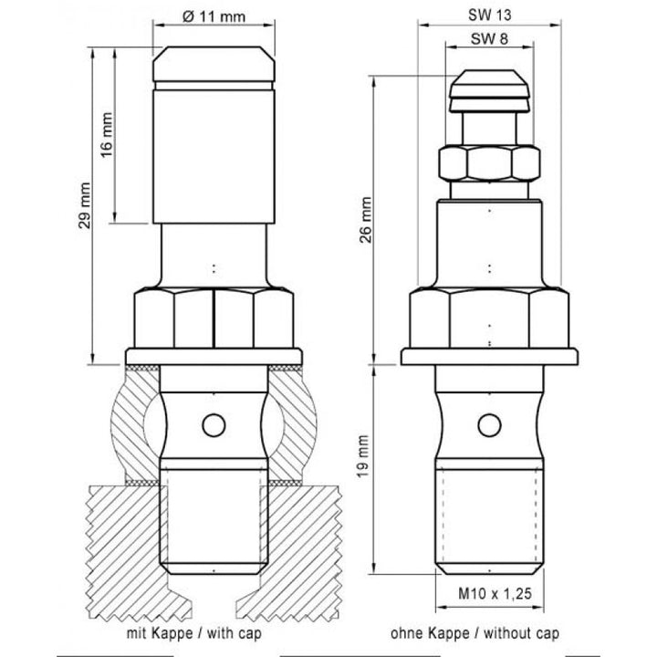 stahlbus Banjo Bolt with Bleeder Valve - M10 x 1.25 x 19mm