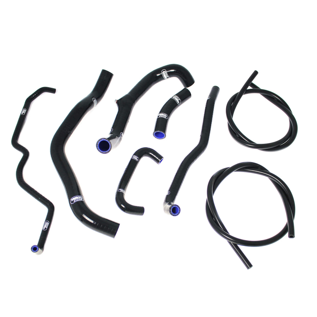SAMCO Sport Silicone Radiator Coolant Hose Kit (5-pc) for TRIUMPH Street Triple 675 / Street Triple 675R (2008-2012) Black Stainless Steel Hose Clamp Kit