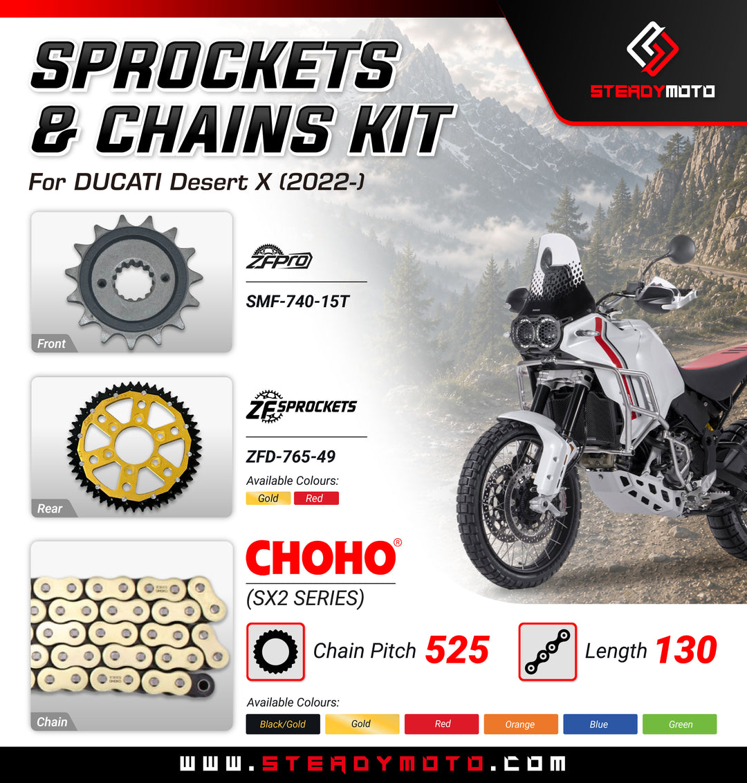 ZF Sprockets & CHOHO Chains for DUCATI Desert X (2022-2025)