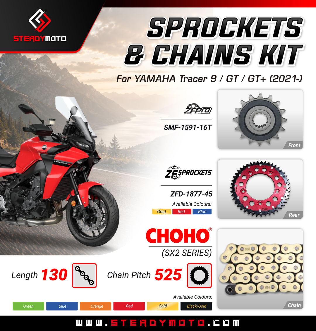 ZF Sprockets & CHOHO Chains for YAMAHA Tracer 9/GT/GT+ (2021-)