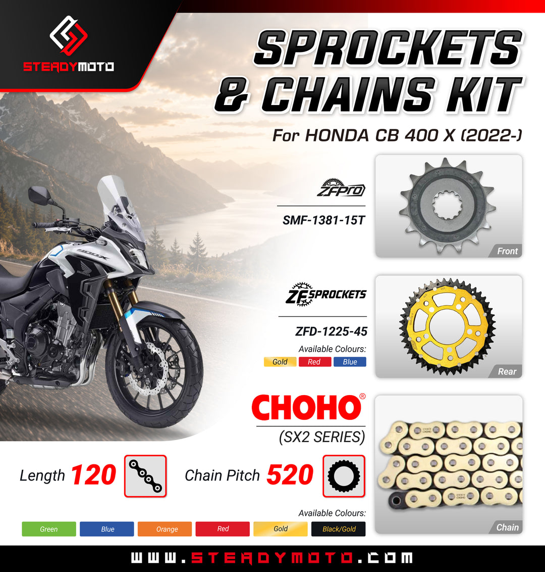 ZF Sprockets & CHOHO Chains for HONDA CB 400 X (2022-)
