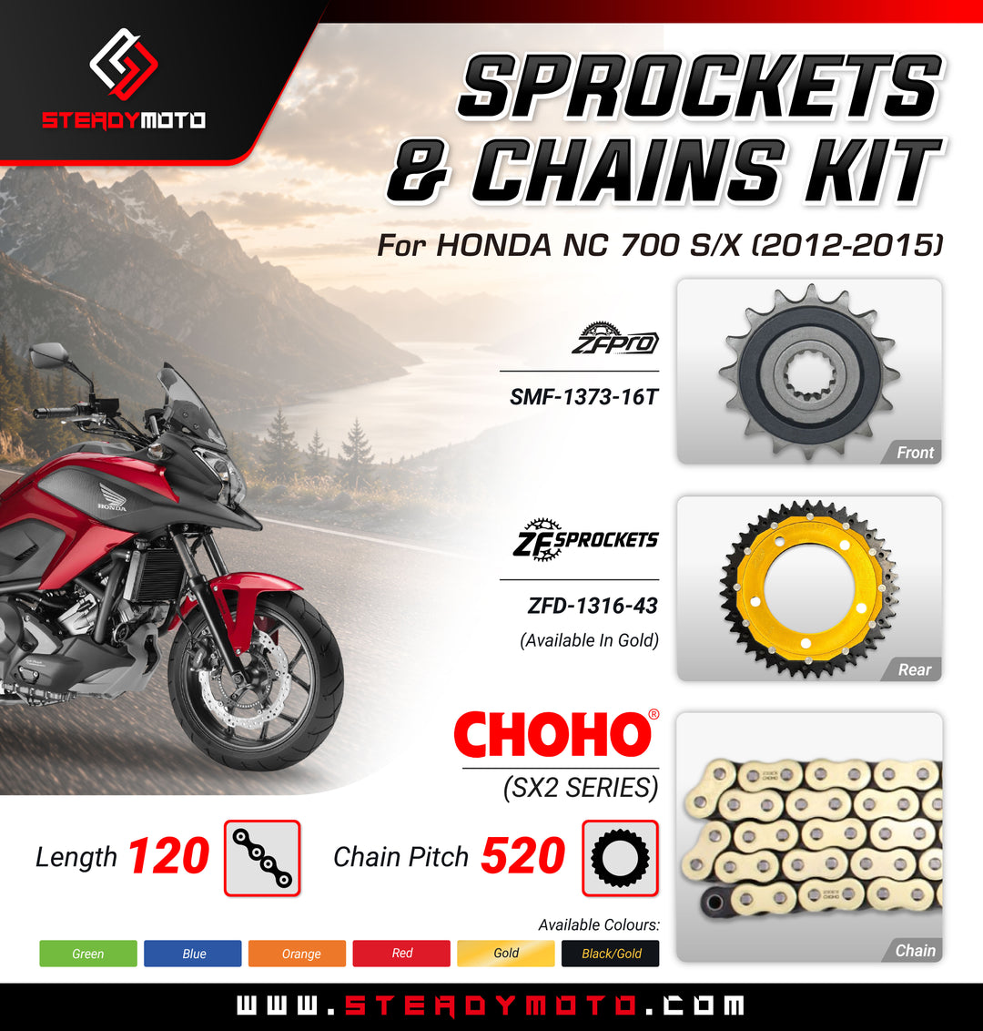 ZF Sprockets & CHOHO Chains for HONDA NC 700 X/S (2012-2015)