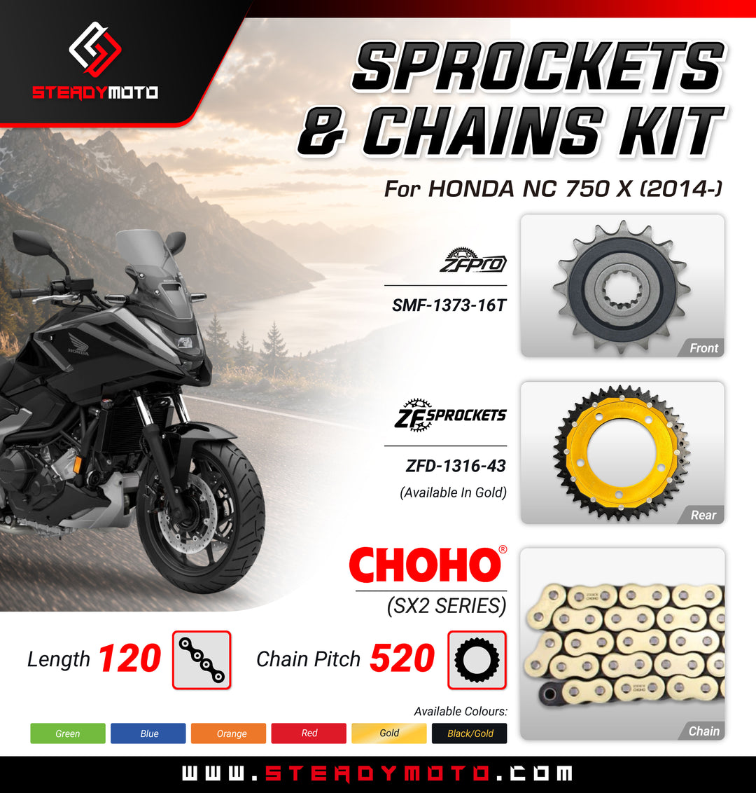 ZF Sprockets & CHOHO Chains for HONDA NC 750 X (2014-2025)