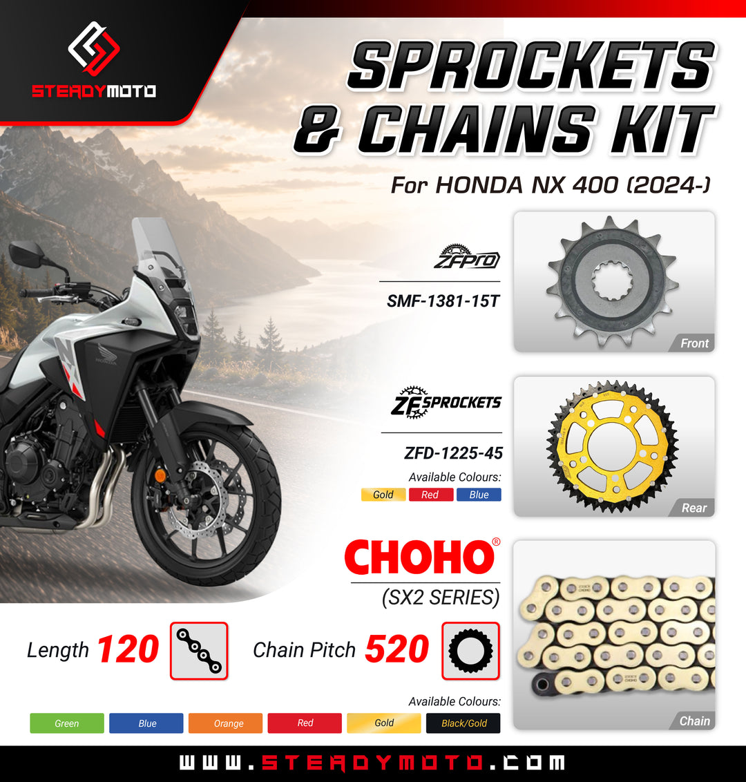 ZF Sprockets & CHOHO Chains for HONDA NX 400 (2024-)