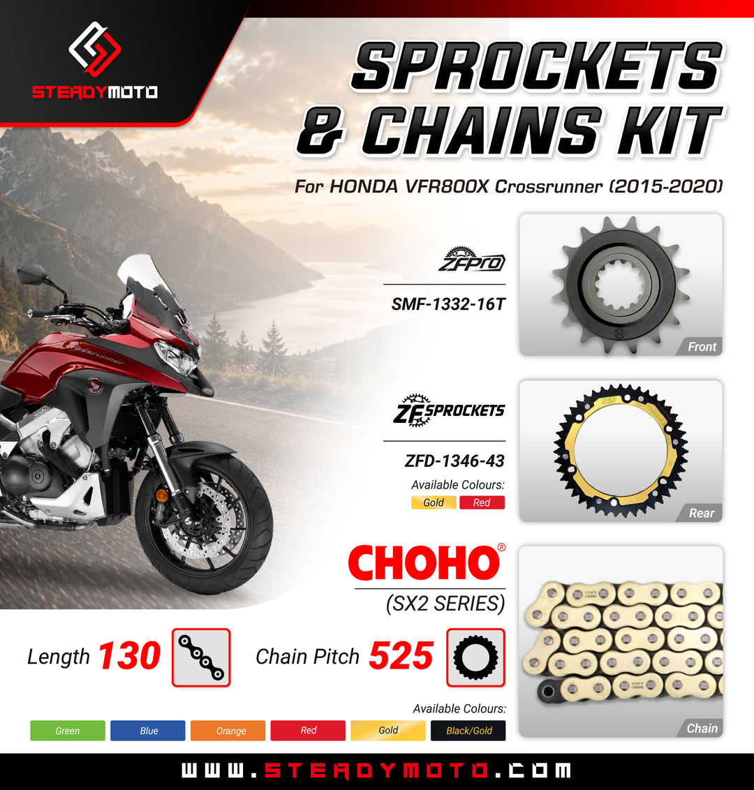 ZF Sprockets & CHOHO Chains for HONDA VFR800X Crossrunner (2015-2020)