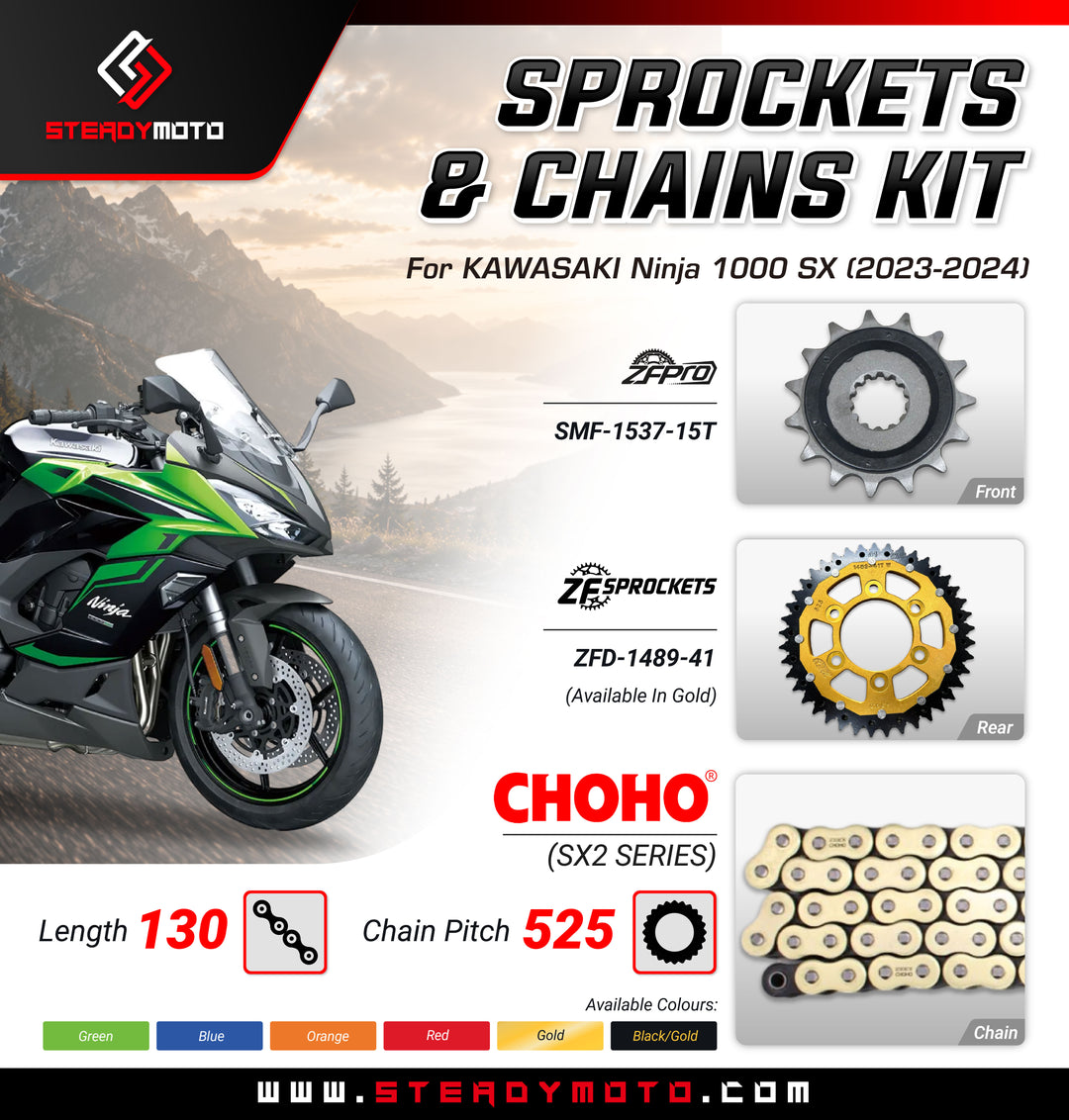 ZF Sprockets & CHOHO Chains for KAWASAKI Ninja 1000 SX (2023-2024)