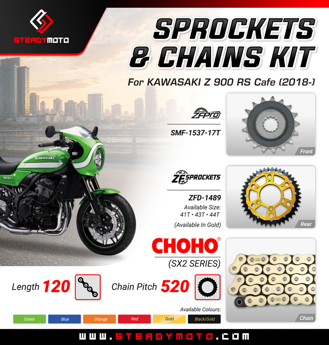 ZF Sprockets & CHOHO Chains for KAWASAKI Z 900 RS Cafe (2018-)