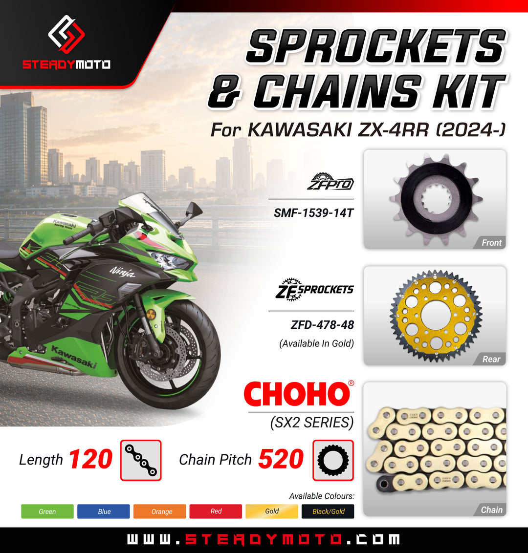 ZF Sprockets & CHOHO Chains for KAWASAKI ZX-4RR (2024-)