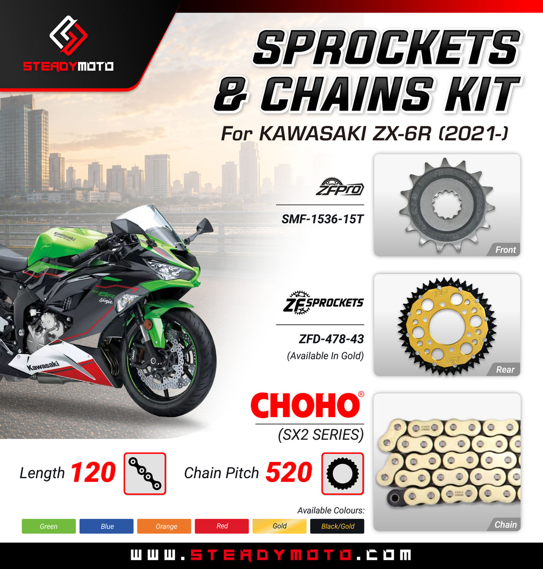 ZF Sprockets & CHOHO Chains for KAWASAKI ZX-6R (2021-)