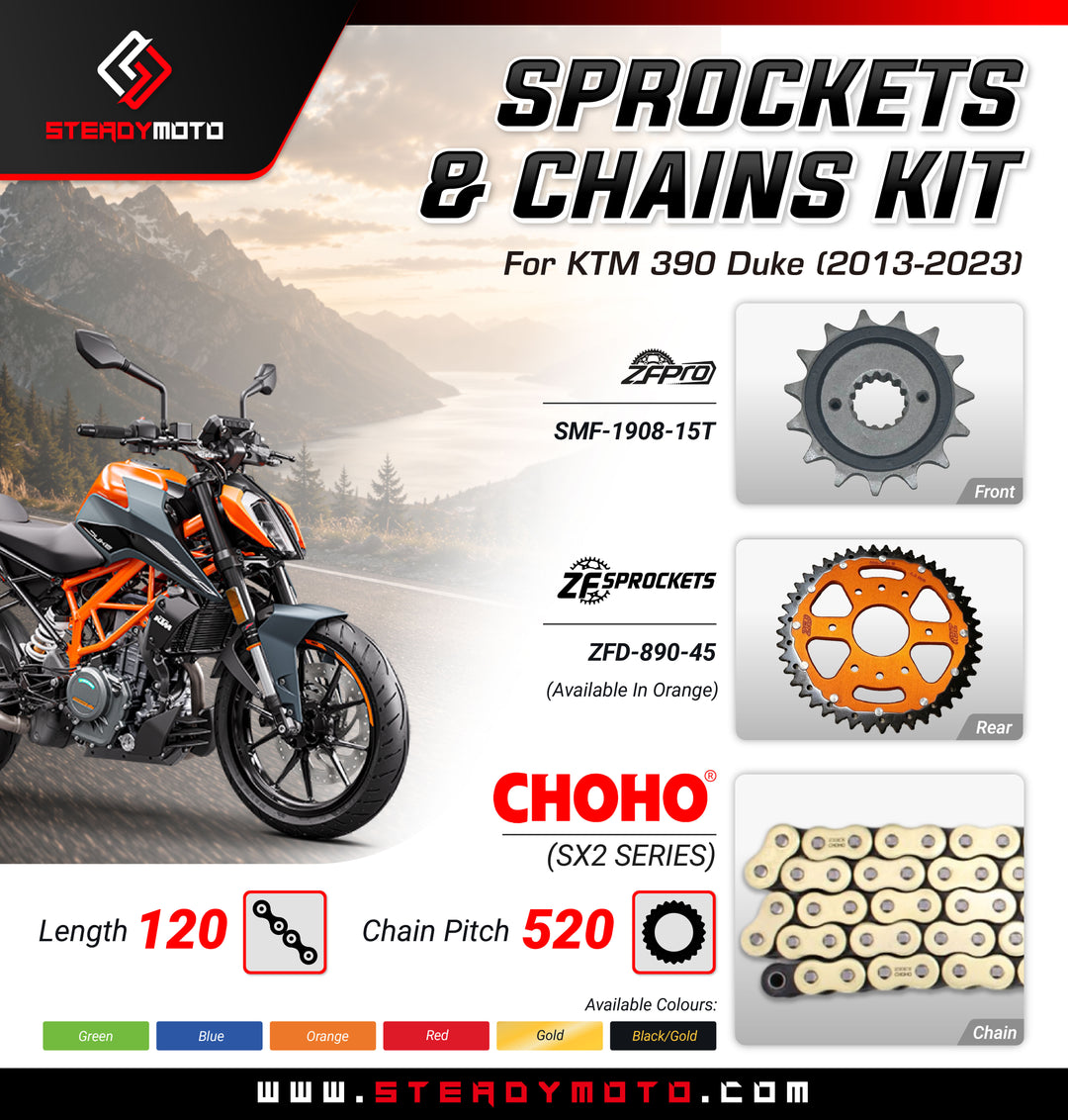 ZF Sprockets & CHOHO Chains for KTM 390 Duke (2013-2023)