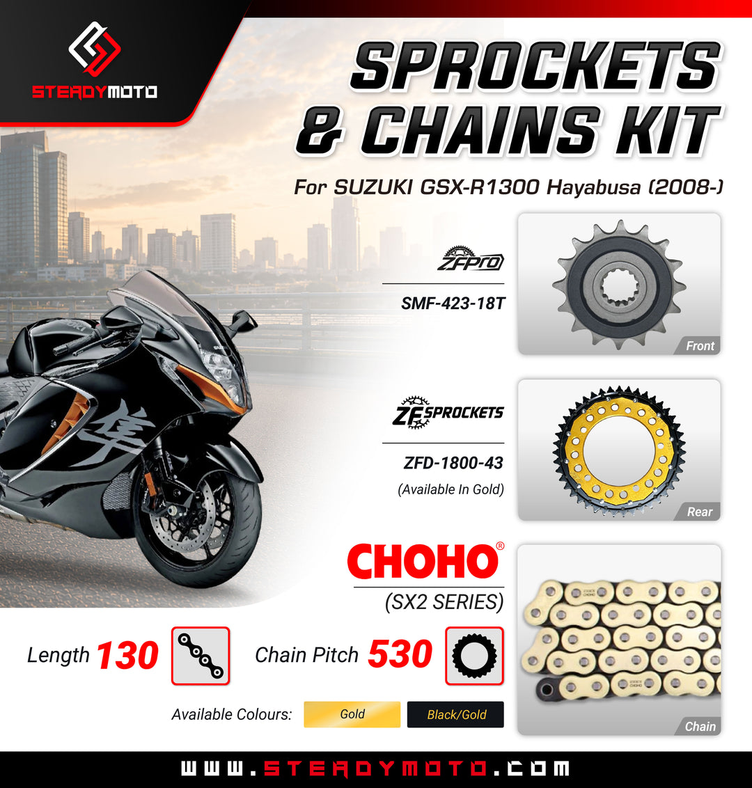 ZF Sprockets & CHOHO Chains for SUZUKI GSX-R1300 Hayabusa (2008-2022)