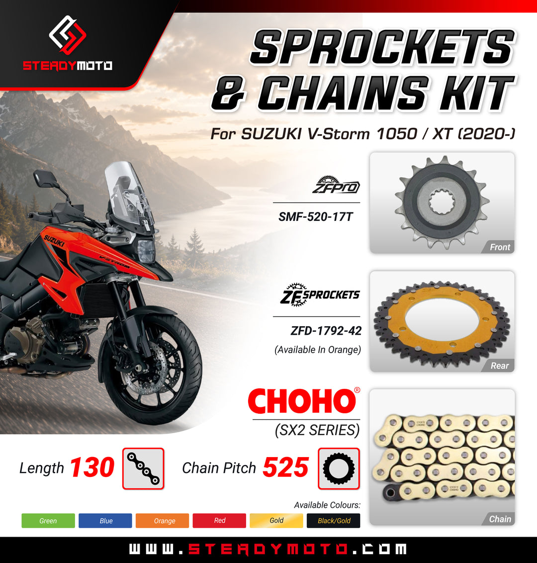 ZF Sprockets & CHOHO Chains for SUZUKI V-Storm 1050/XT (2020-)