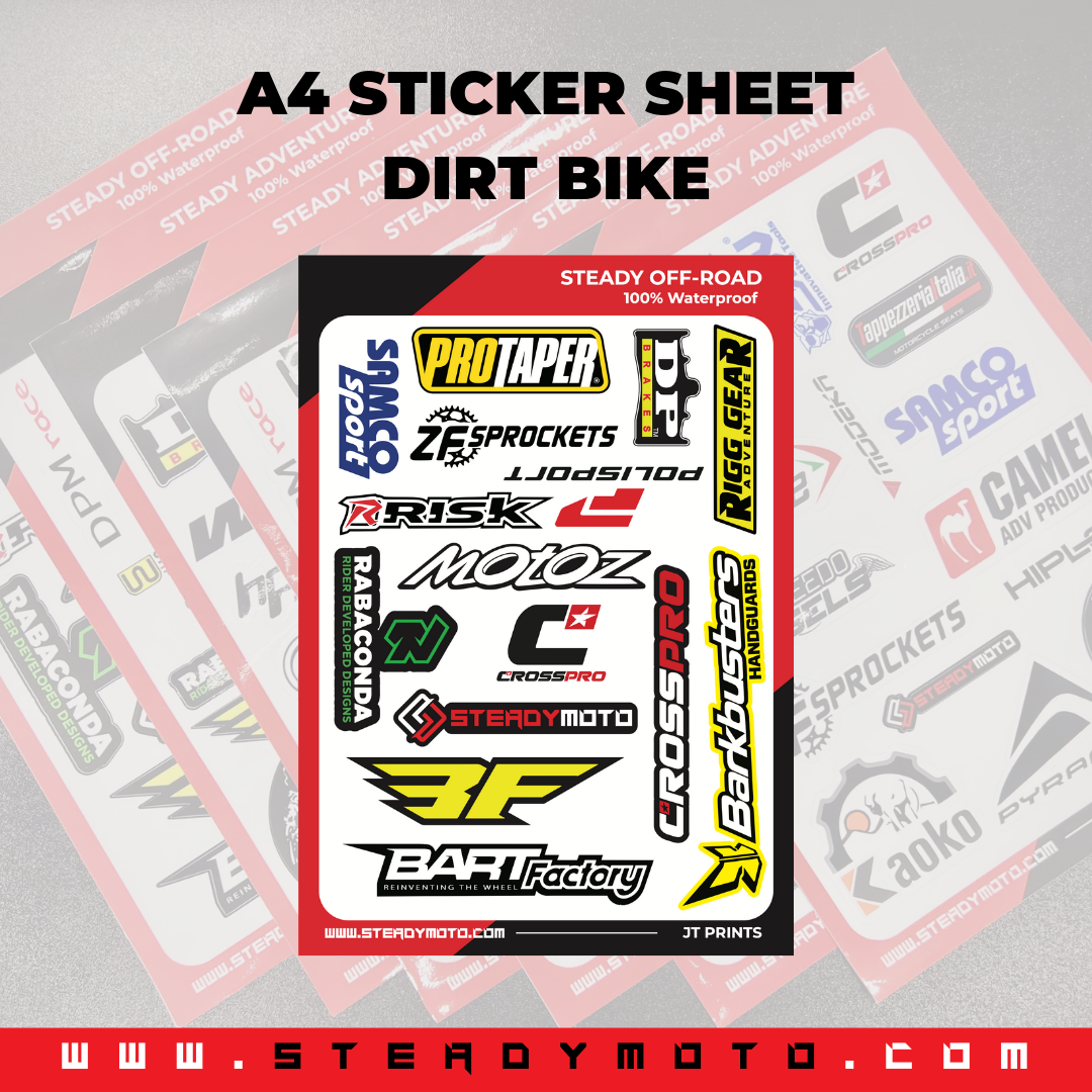STEADY A4 Sticker Sheet Dirt Bike