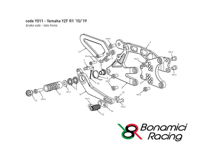 Bracket Replacement Part (Akrapovic Exhaust) for BONAMICI Rearsets Y011 Brake Side for YAMAHA R1 / M (2015-2024)