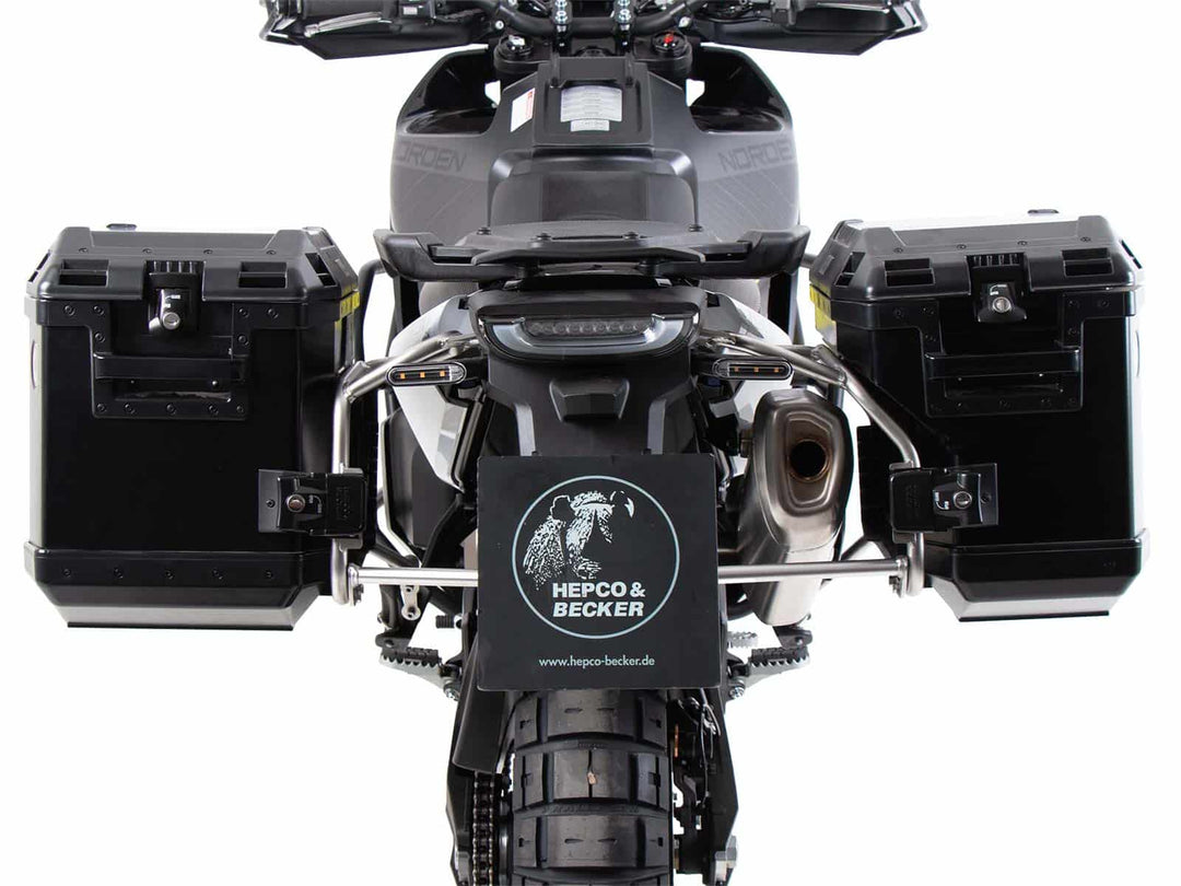SideCarrier Cutout Stainless Steel incl. XPLORER Black Sideboxes for KTM 790 / 890 Adv & HUSQVARNA Norden 901