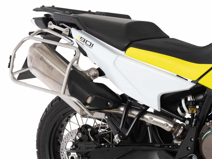 SideCarrier Cutout Stainless Steel incl. XPLORER Silver Sideboxes for KTM 790 / 890 Adv & HUSQVARNA Norden 901