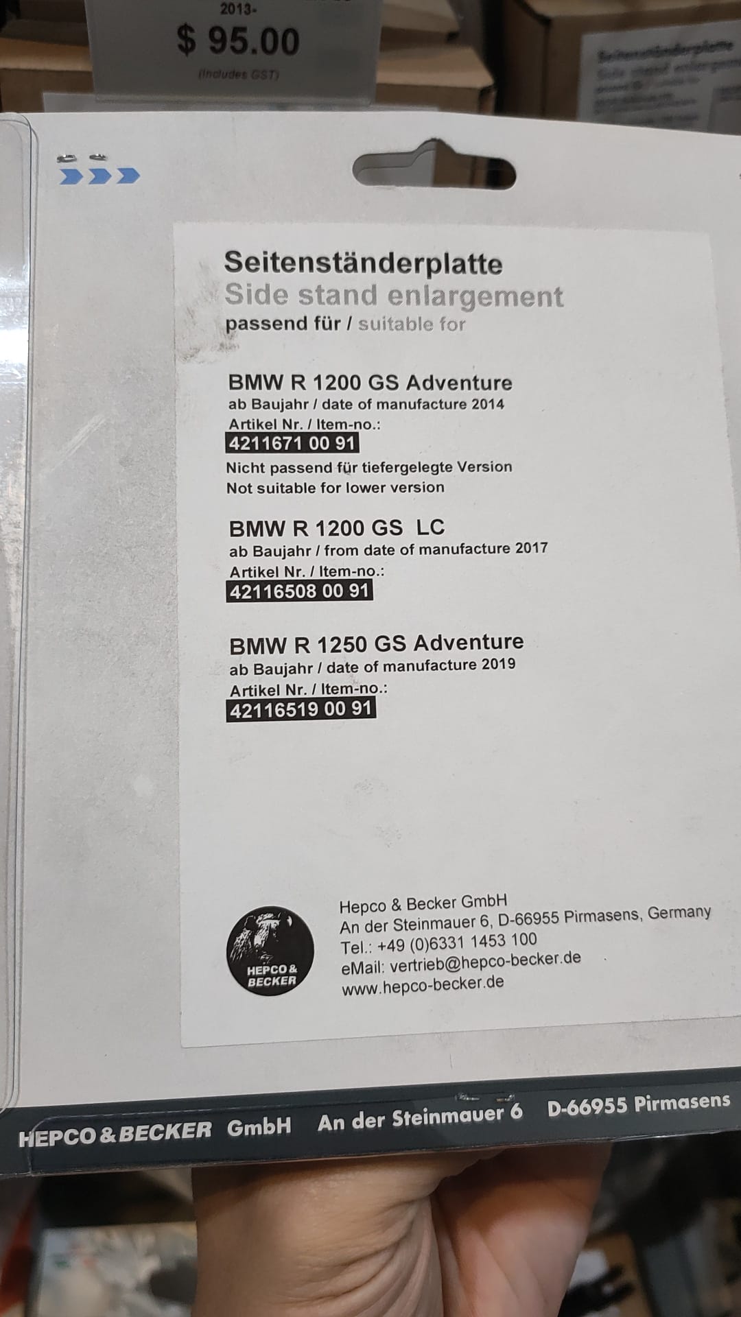 Kickstand Enlargement for BMW R 1200/ R 1250 GS Adv (2014-)