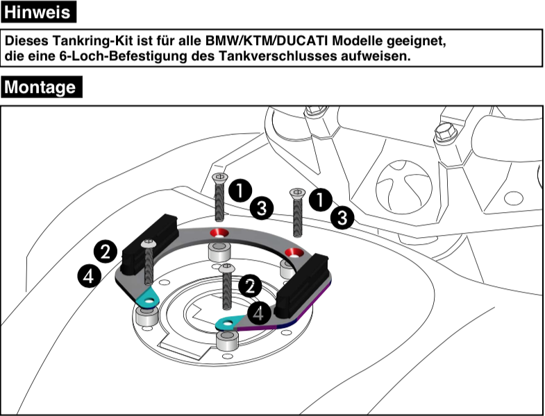 Tankring Lock-it Universal for BMW GS, KTM Adventure, DUCATI Multistrada & TRIUMPH