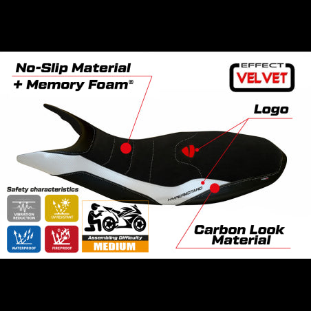 Varna 1 Velvet Comfort System Seat Cover for DUCATI Hypermotard 821 / 939 (2013-2018)